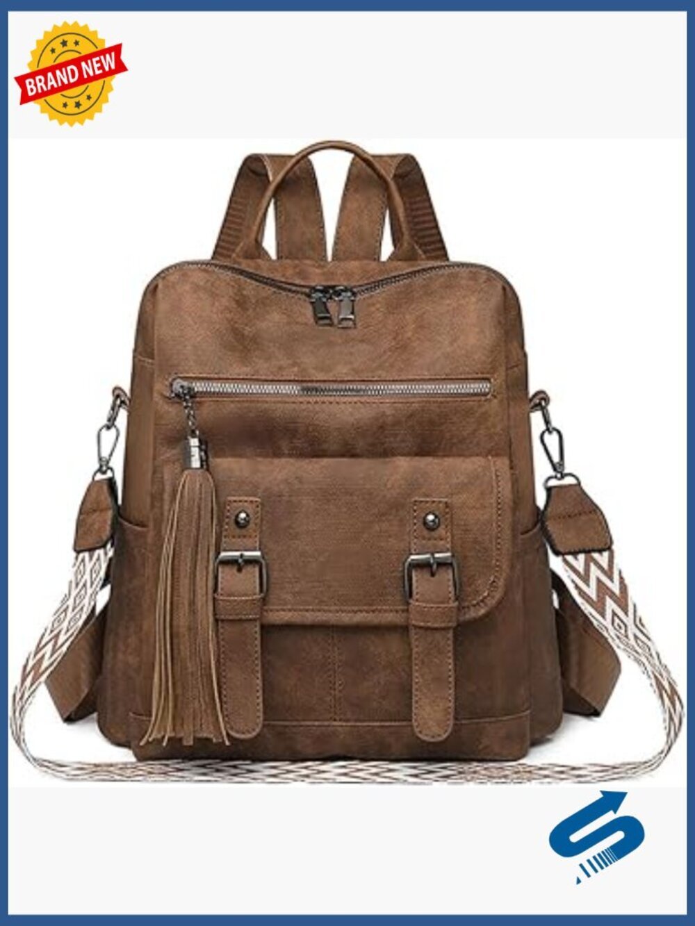 Faux Leather Backpack Purse Women Travel Daypack Casual Handbag with Pendant